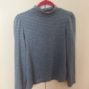 Madewell Jacquard Puff Sleeve Mockneck Top M